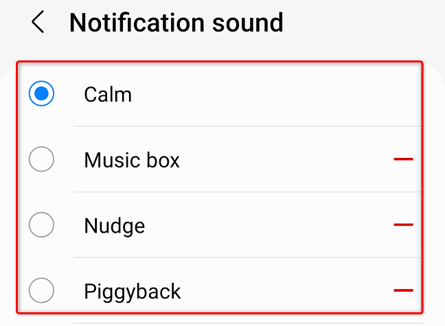 Choose a tone for all notifications on the Samsung phone.