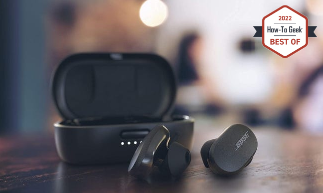 Bose QuietComfort earbuds on table