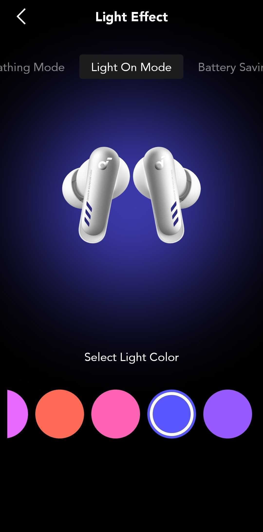 Soundcore app color selection