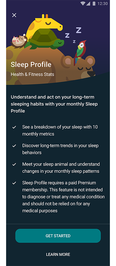 Fitbit app image introducing the user to Sleep Profiles.