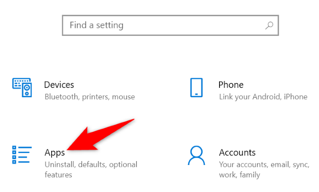 Select "Apps" in Settings.