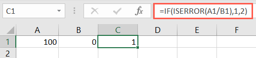 ISERROR function with IF in Excel