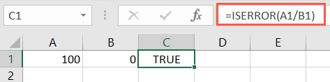 ISERROR function in Excel