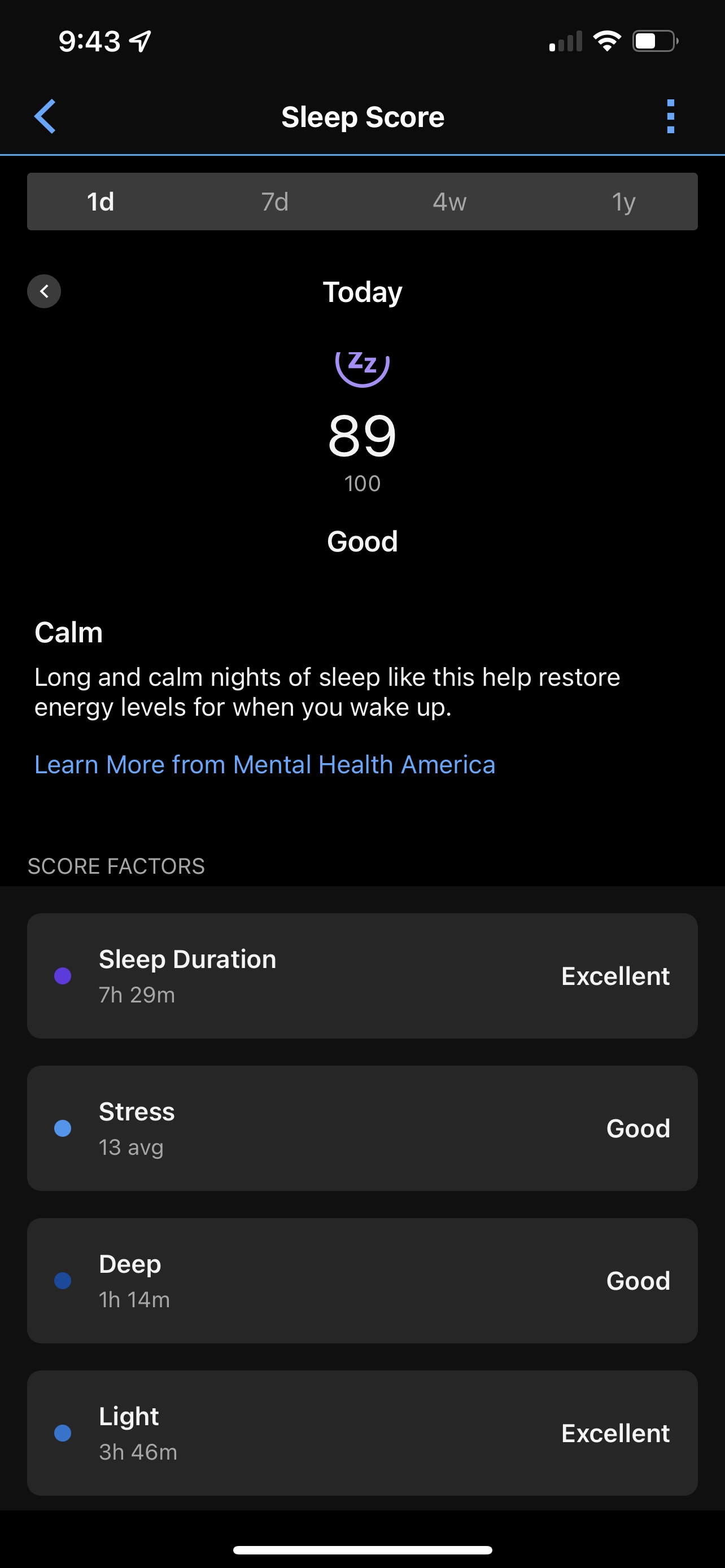 Garmin Connect Sleep Statistics