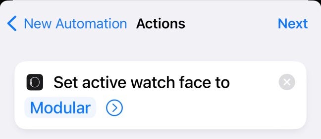 Set Watch Face action in Shortcuts