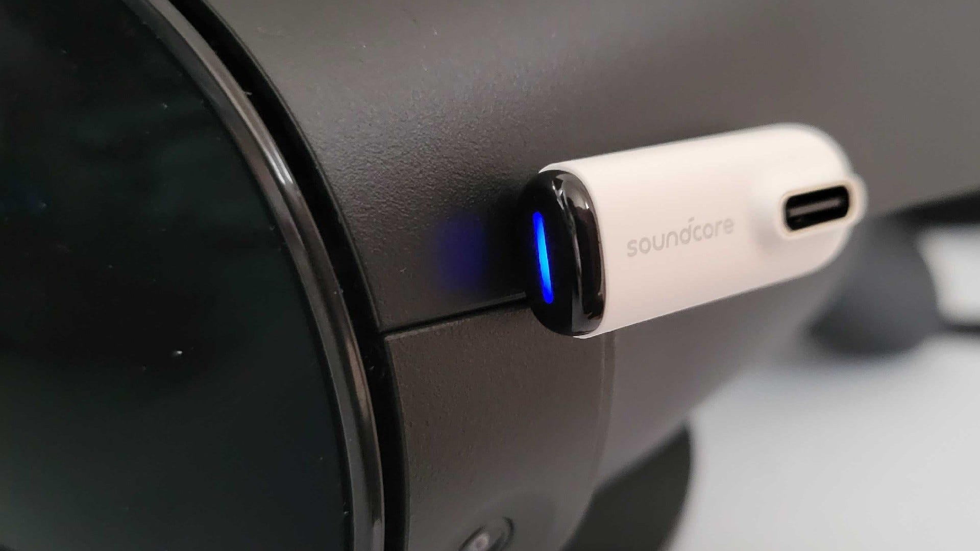 Soundcore Dongle plugged into the Quest Pro