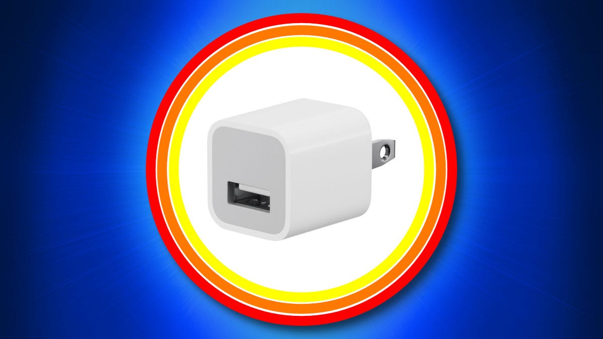 A warm or hot smartphone charger on a blue background