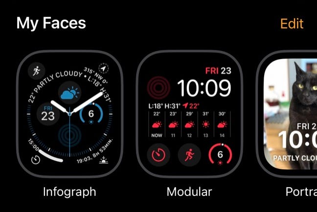 View "My Faces" in the Watch app for iPhone