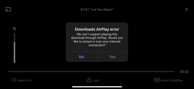 Netflix for iPhone AirPlay error