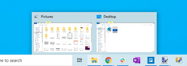 Open window thumbnails on Windows 10's taskbar