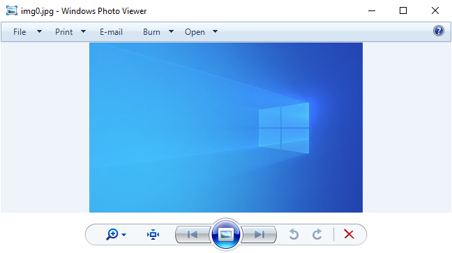 The classic Windows Photo Viewer enabled on Windows 10