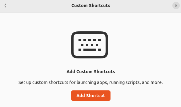 The Custom Shortcuts dialog
