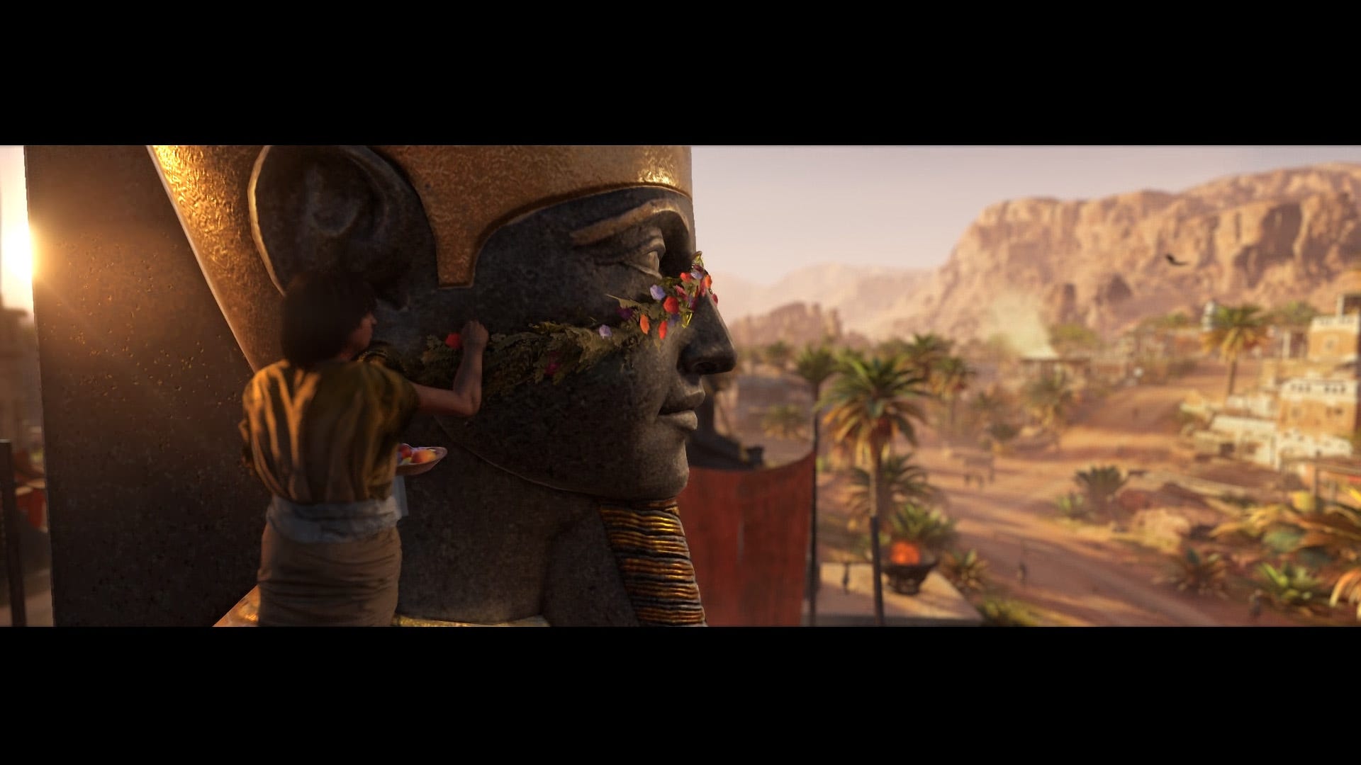 an image of Assassin's Creed: Origins playing on the Lenovo ThinkPad X1 Carbon laptop.