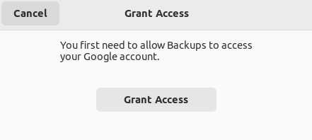 Granting deja dup permission to access your Google Drive