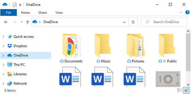 The OneDrive sidebar folder in File Explorer