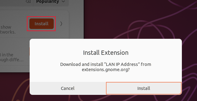 The Install Extension confirmation dialog