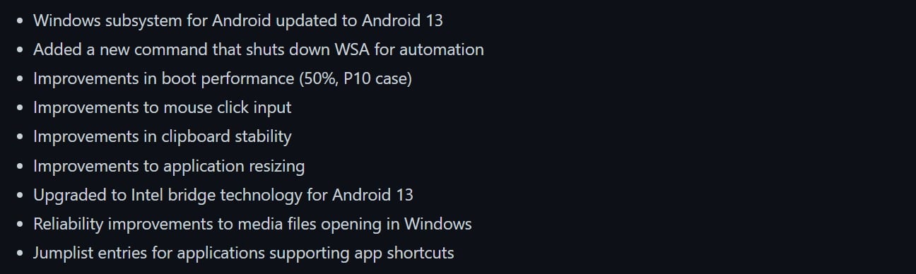 Microsoft updates Windows Subsystem for Android (WSA) to Android 13