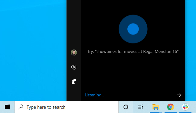 Cortana on Windows 10's taskbar.