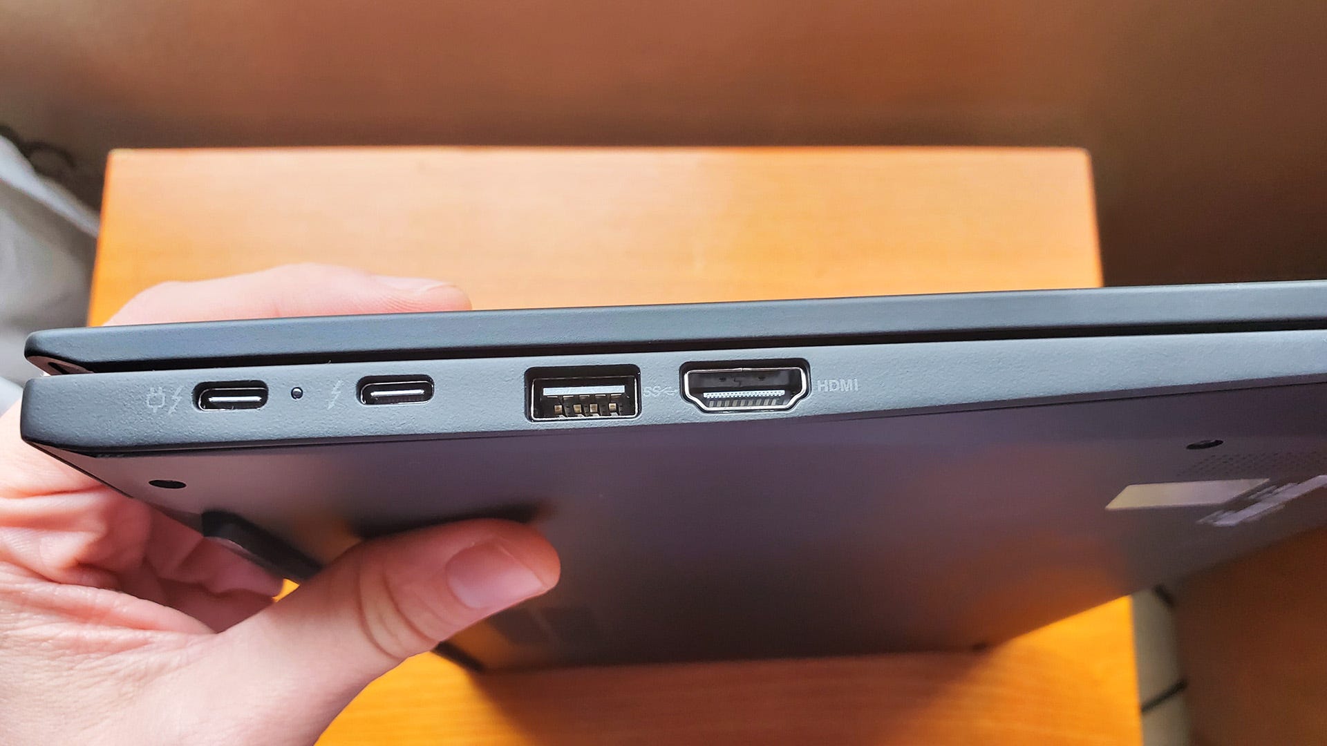 The Lenovo ThinkPad X1 Carbon laptop's plentiful ports.