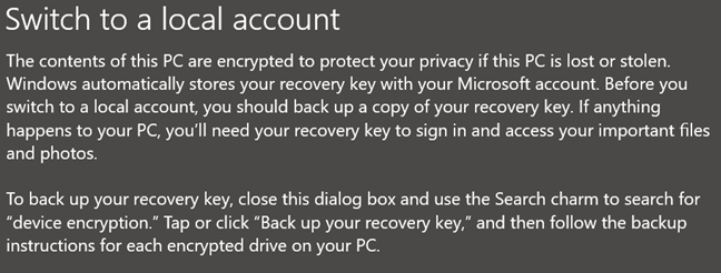 A warning message. If you're using device encryption or BitLocker, you must back up your recovery key first. 