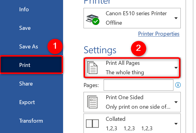 Choose Print > Print All Pages.