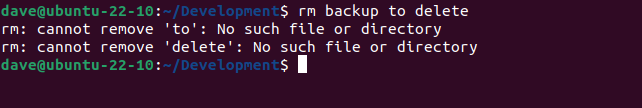 Trying to use rm on a file with spaces in its name, without quoting the string or escaping the spaces