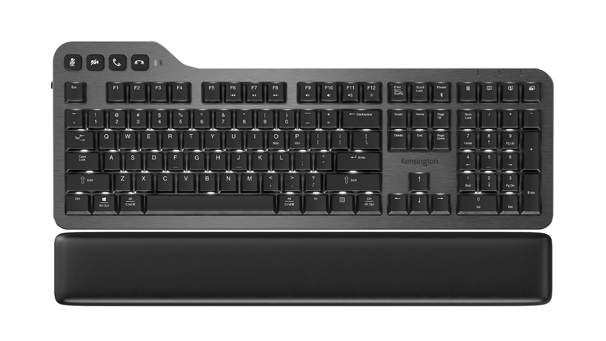 A top-down view of the Kensington MK7500F QuietType Pro Silent Mechanical Keyboard.