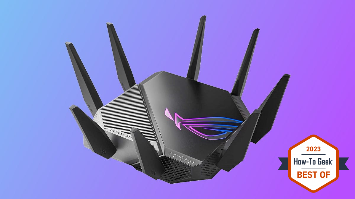 Asus ROG route on blue and purple background