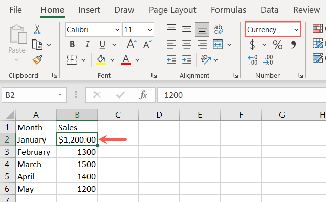 Currency format in Excel