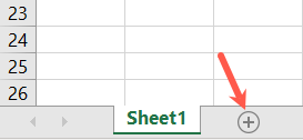 Plus sign to add a sheet in Excel