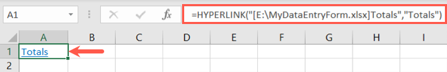 HYPERLINK function to link a defined name on another drive with text