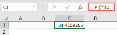 PI function times ten in Excel