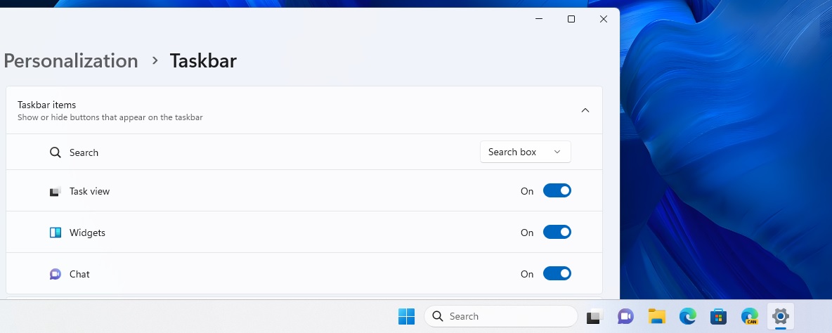 Windows 11 taskbar search button
