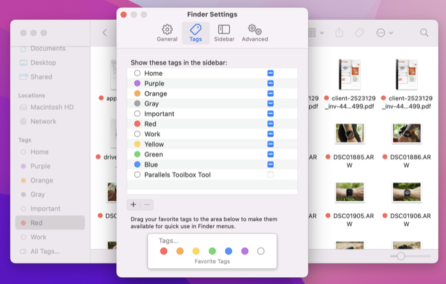 Use tags in Finder to group files regardless of location