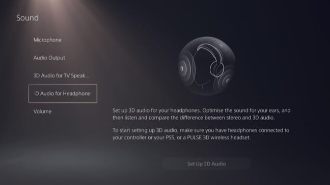 Set up 3D Audio for Headphones on PS5