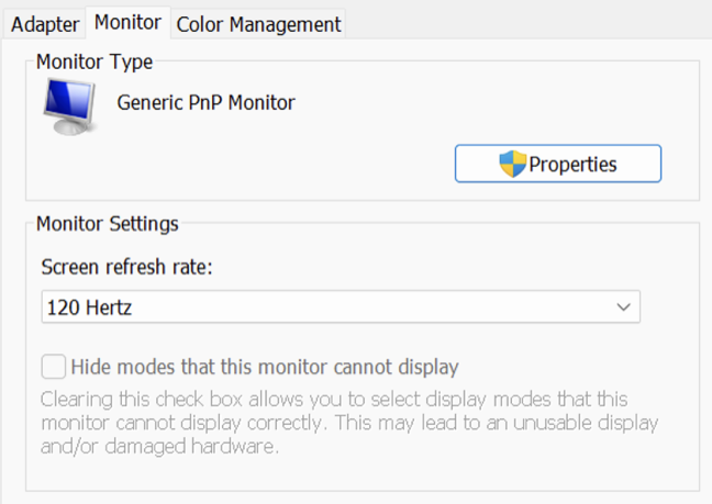 Select a custom monitor refresh rate in Windows 11