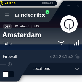 Windscribe's interface