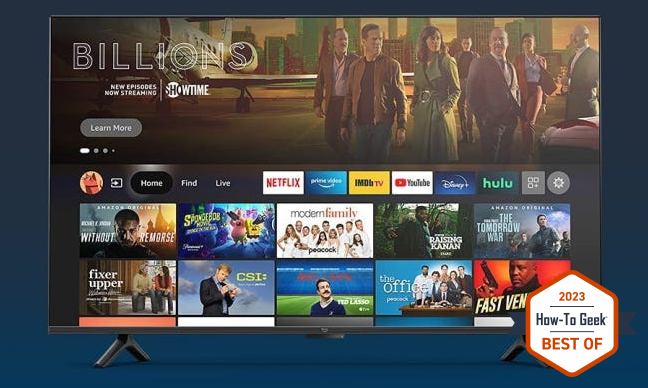 Amazon Fire TV Omni tv on blue background