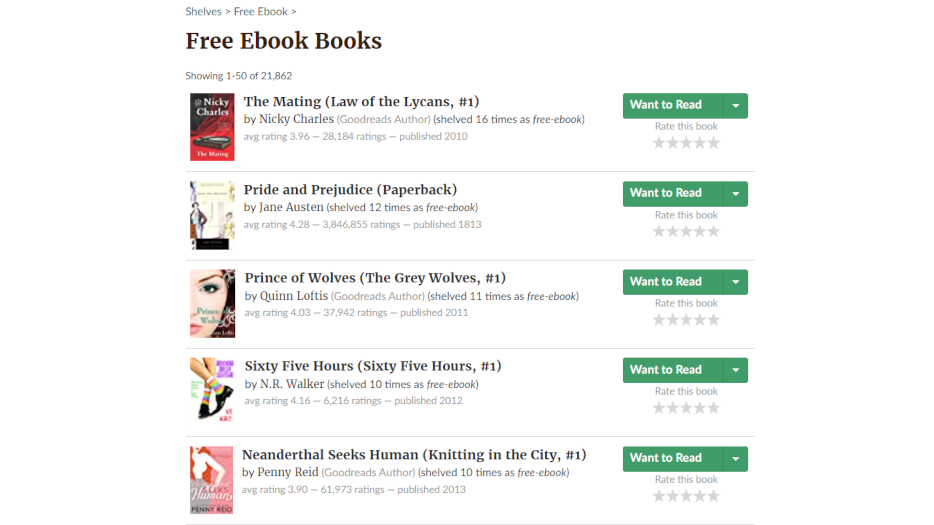 an image shows the Goodreads free eBooks list.