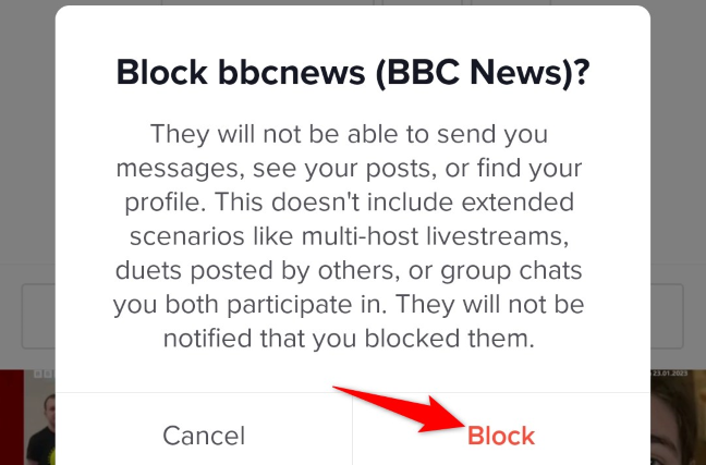 Select "Block" in the prompt.