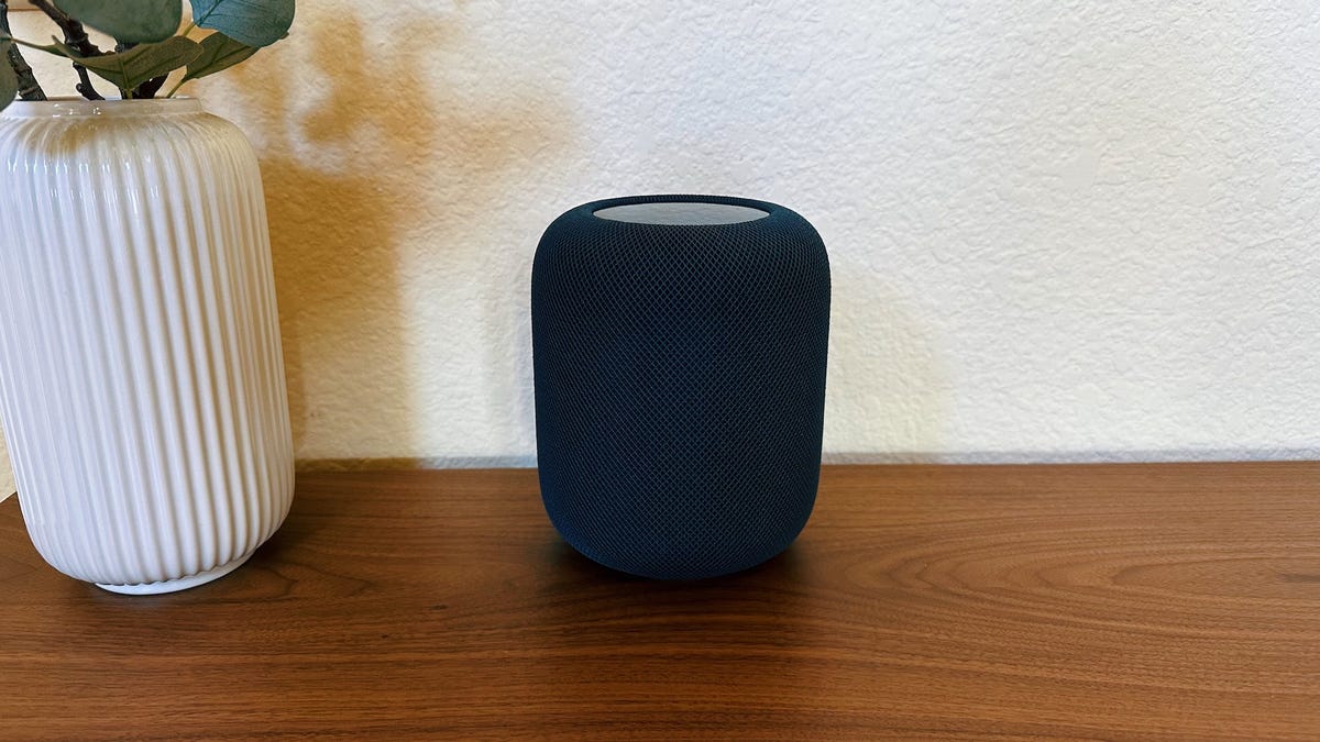 HomePod sitting on a cabinet