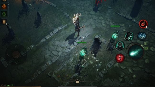 Diablo Immortal image showing female necromancer about to enter combat