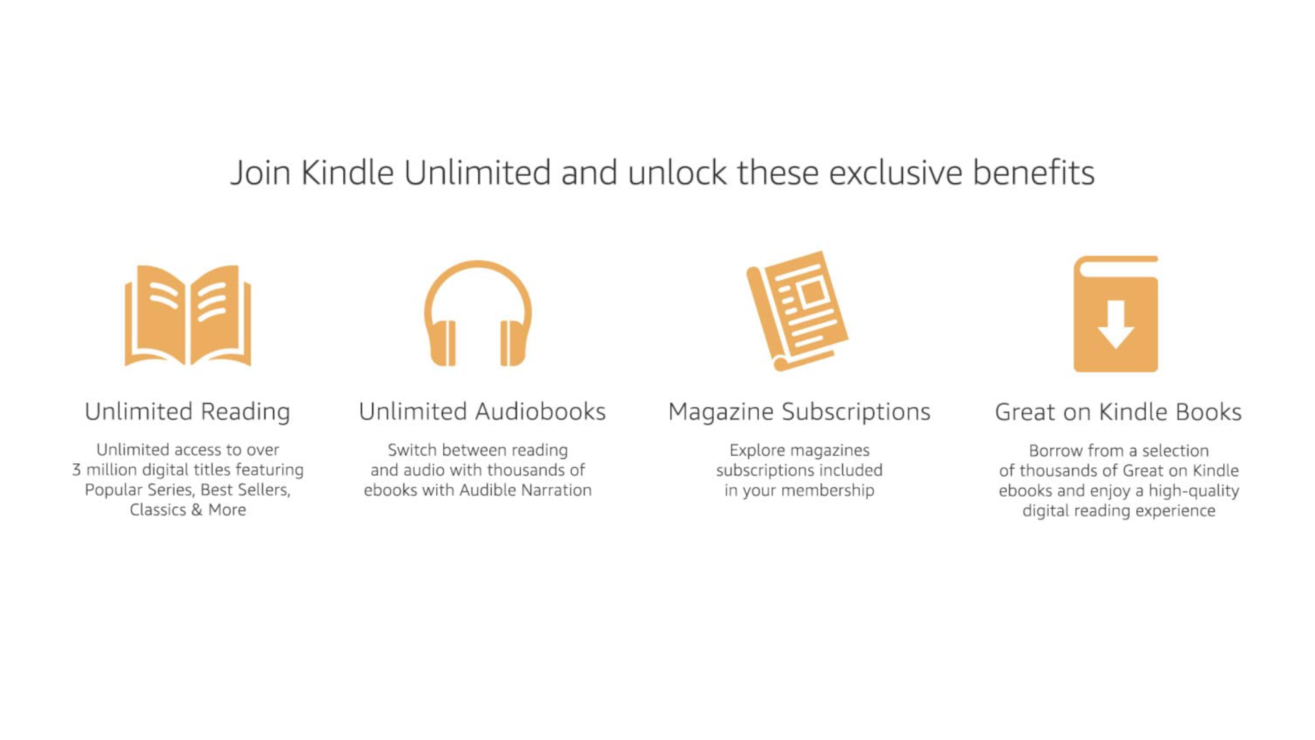 an image shows the benefits of Kindle Unlimited.