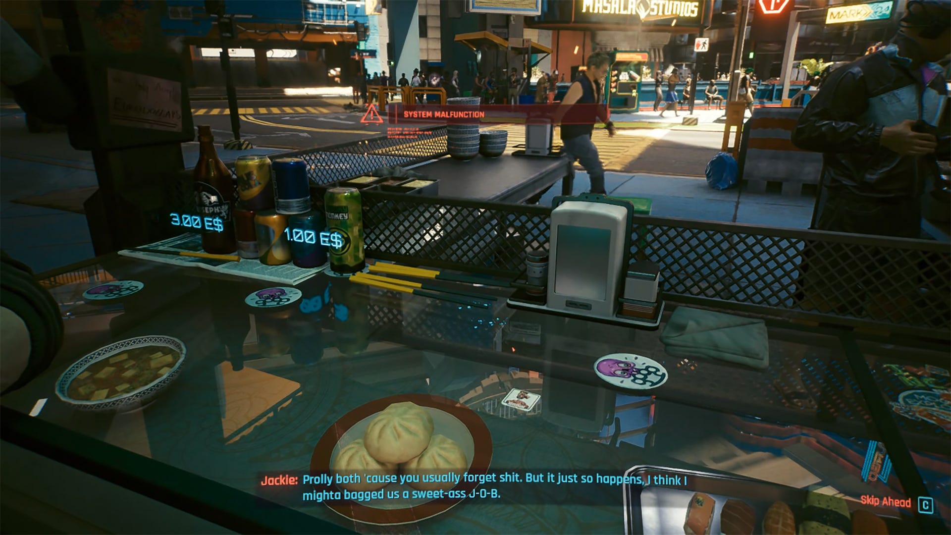 an image of a virtual glass countertop with realistic light reflections in "Cyberpunk 2077."