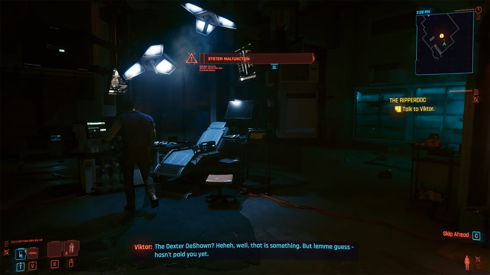 an image of a virtual doctor's office in "Cyberpunk 2077."