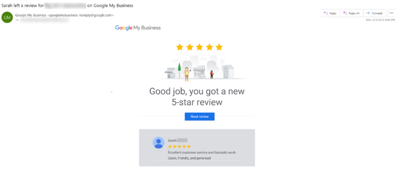 Email about review