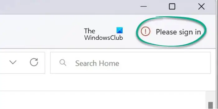 How to remove Please Sign In from File Explorer in Windows 11