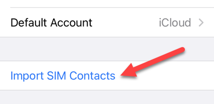 Select "Import SIM Contacts."