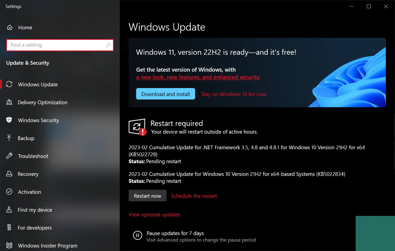 KB5022834 Windows Update