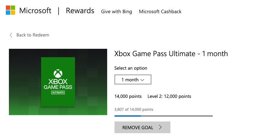 Game Pass on Microsoft Rewards
